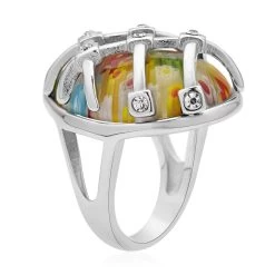 Multi Color Murano Style And Austrian Crystal Ring In Stainless Steel -Jewelry store 3275649 3