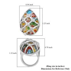 Multi Color Murano Style And Austrian Crystal Ring In Stainless Steel -Jewelry store 3275649 5