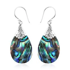 Abalone Shell Dangle Earrings In Sterling Silver, Drop Silver Earrings, Beach Fashion Jewelry
