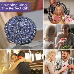 Tanzanite Ring In Rhodium And Platinum Over Sterling Silver ,Tanzanite Cluster Ring, Floral Ring, Silver Ring,Wedding Ring For Her 8.10 Ctw -Jewelry store 3303353 3