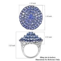 Tanzanite Ring In Rhodium And Platinum Over Sterling Silver ,Tanzanite Cluster Ring, Floral Ring, Silver Ring,Wedding Ring For Her 8.10 Ctw -Jewelry store 3303353 6