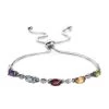 Multi Gemstone Bolo Bracelet In Stainless Steel 2.50 Ctw