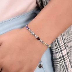 Multi Gemstone Bolo Bracelet In Stainless Steel 2.50 Ctw -Jewelry store 3318015 2