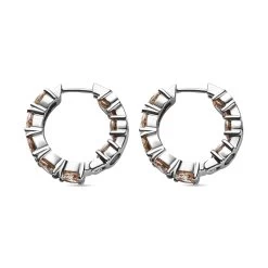 Simulated Champagne Diamond Earrings In Stainless Steel, Inside Out Hoops, Simulated Diamond Jewelry For Women -Jewelry store 3331433 5