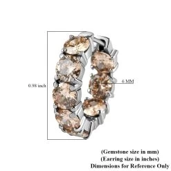 Simulated Champagne Diamond Earrings In Stainless Steel, Inside Out Hoops, Simulated Diamond Jewelry For Women -Jewelry store 3331433 6