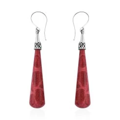 Sponge Coral Drop Earrings In Sterling Silver