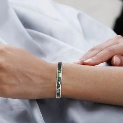 Abalone Shell Bangle Bracelet For Women In Stainless Steel, Beach Jewelry Gifts (8.50 In) -Jewelry store 3348460 2