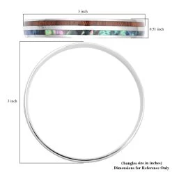 Acacia Wood With Abalone Shell Enameled Bangle Bracelet For Women Girls Fashion Bangles Stainless Steel Jewelry 8.50 Inches -Jewelry store 3348492 4