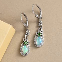 Premium Ethiopian Welo Opal And Multi Gemstone Lever Back Earrings In Platinum Over Sterling Silver 1.85 Ctw -Jewelry store 3372604 1