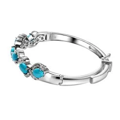 American Natural Sleeping Beauty Turquoise And Cambodian Zircon Buckle Bangle Bracelet (7.25 In) In Sterling Silver 32.60 Grams 7.10 Ctw 12 American Natural Sleeping Beauty Turquoise And Cambodian Zircon Buckle Bangle Bracelet (7.25 In) In Sterling Silver 32.60 Grams 7.10 Ctw -Jewelry store 3385393 3