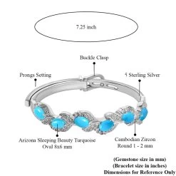American Natural Sleeping Beauty Turquoise And Cambodian Zircon Buckle Bangle Bracelet (7.25 In) In Sterling Silver 32.60 Grams 7.10 Ctw 15 American Natural Sleeping Beauty Turquoise And Cambodian Zircon Buckle Bangle Bracelet (7.25 In) In Sterling Silver 32.60 Grams 7.10 Ctw -Jewelry store 3385393 6