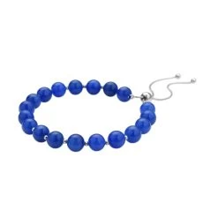 Blue Jade (D) Bead Bracelet| Silver Bolo Bracelet| Anniversary Gifts For Her 70.00 Ctw -Jewelry store 3388525 2