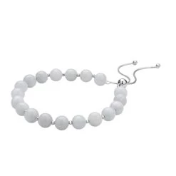 White Jade Beaded Bolo Bracelet In Sterling Silver 70.00 Ctw -Jewelry store 3390135 3