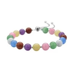 Multi Color Jade (D) Beaded Bolo Bracelet In Sterling Silver 70.00 Ctw 10 Multi Color Jade (D) Beaded Bolo Bracelet In Sterling Silver 70.00 Ctw -Jewelry store 3390138 2