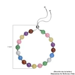 Multi Color Jade (D) Beaded Bolo Bracelet In Sterling Silver 70.00 Ctw 14 Multi Color Jade (D) Beaded Bolo Bracelet In Sterling Silver 70.00 Ctw -Jewelry store 3390138 6