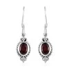 Premium Moazambique Garnet Earrings In Sterling Silver, Dangle Earrings, Solitaire Earrings Silver 2.00 Ctw -Jewelry store 3412242
