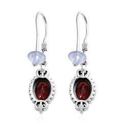 Premium Moazambique Garnet Earrings In Sterling Silver, Dangle Earrings, Solitaire Earrings Silver 2.00 Ctw -Jewelry store 3412242 5