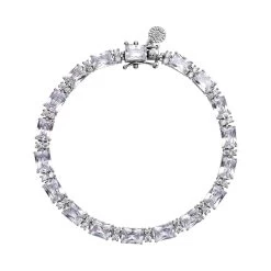 LUSTRO STELLA Finest CZ Tennis Bracelet In Platinum Over Sterling Silver (8.25 In) 14 Grams 26.00 Ctw