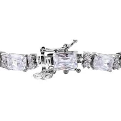 LUSTRO STELLA Finest CZ Tennis Bracelet In Platinum Over Sterling Silver (8.25 In) 14 Grams 26.00 Ctw -Jewelry store 3413015 4