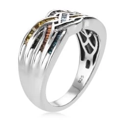 Multi Diamond Ring In Platinum Over Sterling Silver 0.50 Ctw -Jewelry store 3420496 3