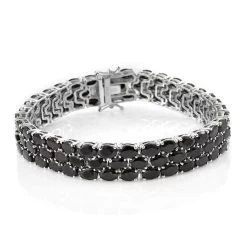 Shungite Cluster Bracelet In Platinum Over Sterling Silver (8.00 In) 26.50 Grams 33.60 Ctw
