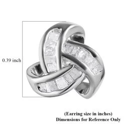 Diamond Earrings In Platinum Over Sterling Silver, Knot Stud, Celtic Knot Earrings, Silver Diamond Studs 0.25 Ctw -Jewelry store 3462162 6
