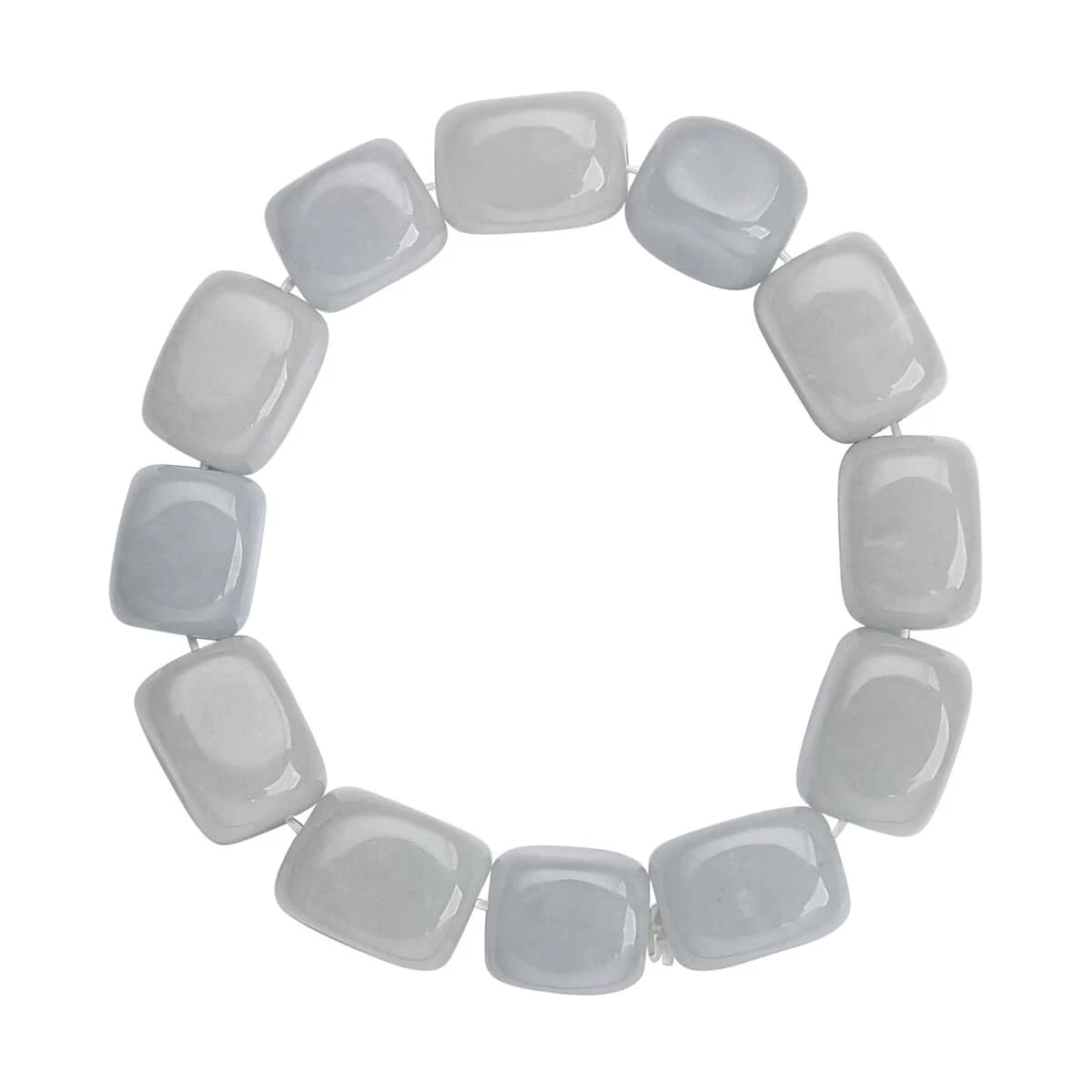 White Jade Bracelet, Jade Beads Bracelet, Stretch Bracelet 481.00 Ctw 3 White Jade Bracelet, Jade Beads Bracelet, Stretch Bracelet 481.00 Ctw