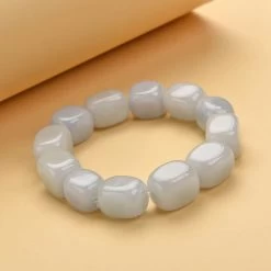 White Jade Bracelet, Jade Beads Bracelet, Stretch Bracelet 481.00 Ctw 7 White Jade Bracelet, Jade Beads Bracelet, Stretch Bracelet 481.00 Ctw -Jewelry store 3463997 1