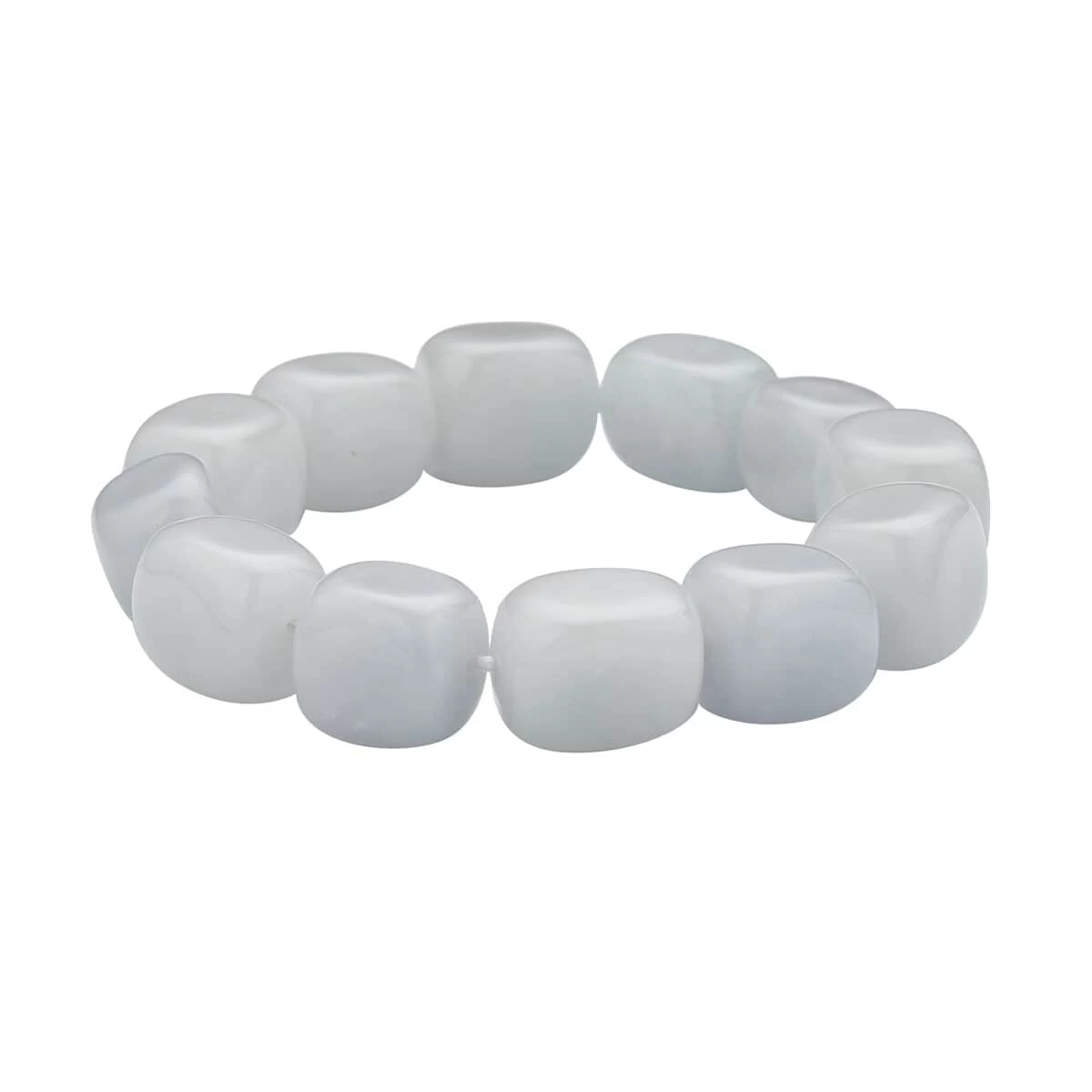 White Jade Bracelet, Jade Beads Bracelet, Stretch Bracelet 481.00 Ctw 5 White Jade Bracelet, Jade Beads Bracelet, Stretch Bracelet 481.00 Ctw - Image 3