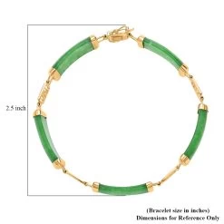 Green Jade (D) Bracelet In 14K YG Over Sterling Silver, Silver Station Bracelet, Silver Bracelet For Women (6.50 In) 42.50 Ctw -Jewelry store 3469839 5