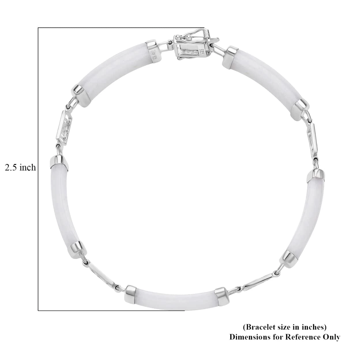 White Jade Bracelet In Platinum Over Sterling Silver, Silver Station Bracelet, Silver Bracelet For Women (7.25 In) 42.50 Ctw 9 White Jade Bracelet In Platinum Over Sterling Silver, Silver Station Bracelet, Silver Bracelet For Women (7.25 In) 42.50 Ctw - Image 7