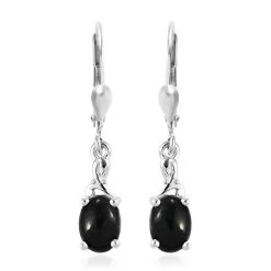Australian Black Tourmaline Lever Back Earrings In Sterling Silver, Black Solitaire Earrings,Silver Jewelry Gifts For Women 2.00 Ctw