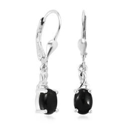 Australian Black Tourmaline Lever Back Earrings In Sterling Silver, Black Solitaire Earrings,Silver Jewelry Gifts For Women 2.00 Ctw -Jewelry store 3477349 4