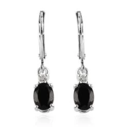 Australian Black Tourmaline Lever Back Earrings In Sterling Silver, Topaz Earrings,Silver Jewelry Gifts For Women 1.35 Ctw