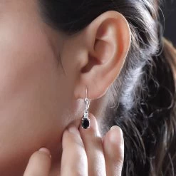 Australian Black Tourmaline Lever Back Earrings In Sterling Silver, Topaz Earrings,Silver Jewelry Gifts For Women 1.35 Ctw -Jewelry store 3516386 2