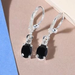 Australian Black Tourmaline Lever Back Earrings In Sterling Silver, Topaz Earrings,Silver Jewelry Gifts For Women 1.35 Ctw -Jewelry store 3516386 3