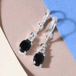 Australian Black Tourmaline Lever Back Earrings In Sterling Silver, Topaz Earrings,Silver Jewelry Gifts For Women 1.35 Ctw -Jewelry store 3516386 4