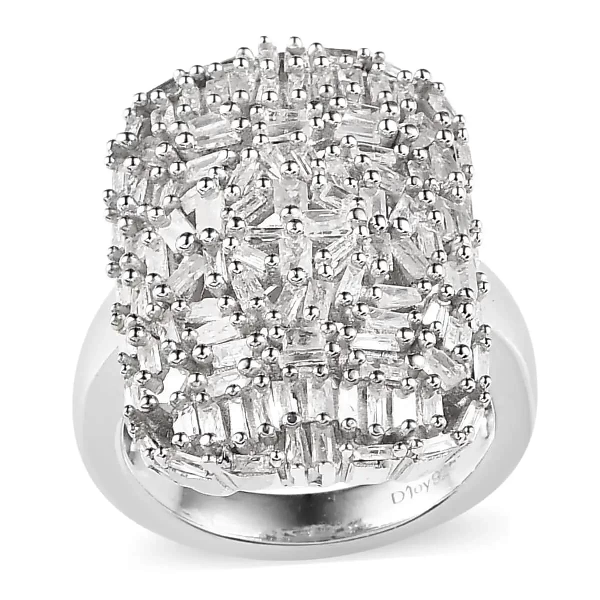 Diamond Cluster Ring In Platinum Over Sterling Silver 1.00 3 Diamond Cluster Ring In Platinum Over Sterling Silver 1.00