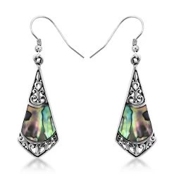 Abalone Shell Drop Earrings For Women In Sterling Silver, Beach Fashion Jewelry
