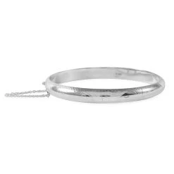 Sterling Silver Textured Bangle Bracelet (7.50 In) 8.40 Grams
