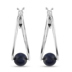 Lapis Lazuli Ball Earrings In Sterling Silver 4.00 Ctw
