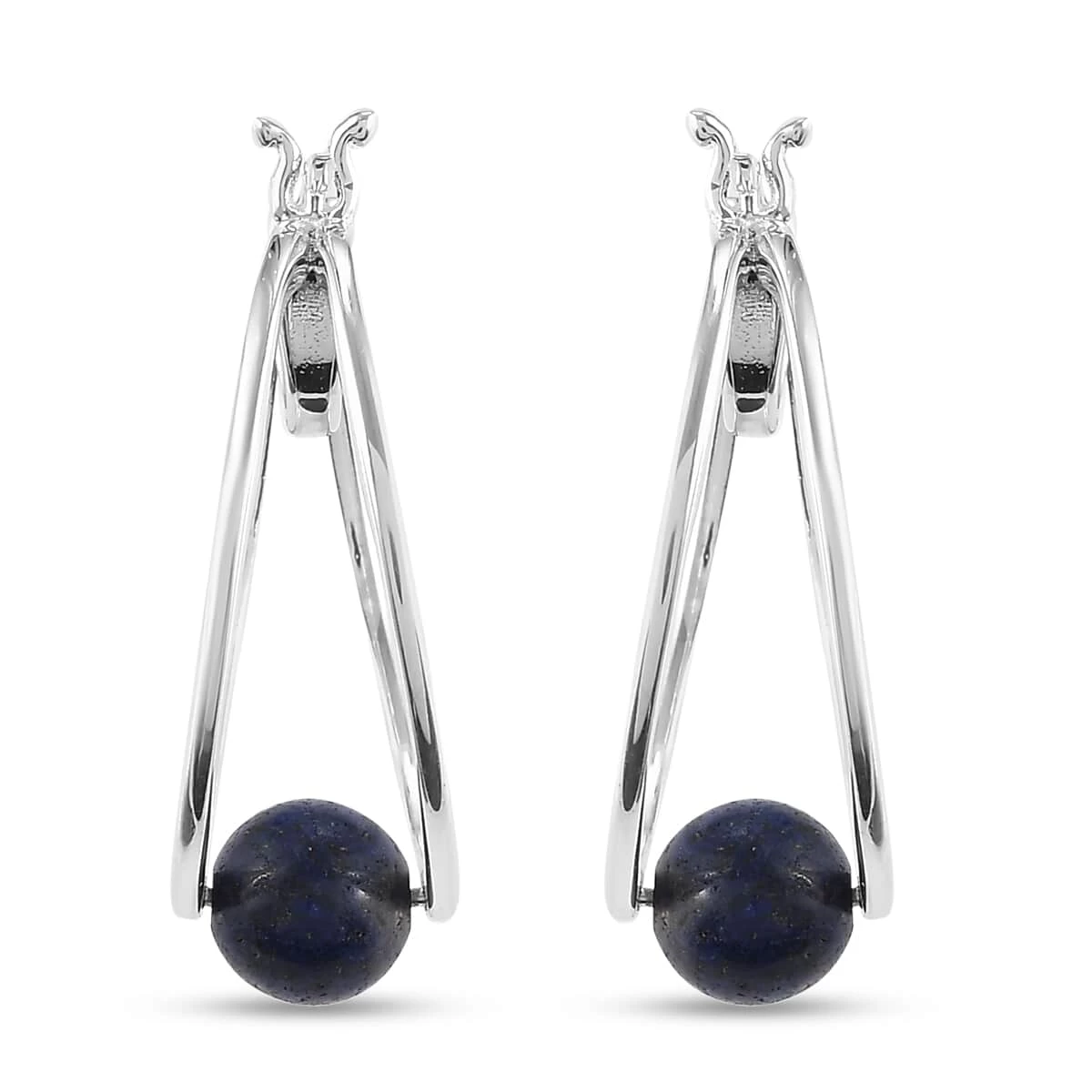 Lapis Lazuli Ball Earrings In Sterling Silver 4.00 Ctw 3 Lapis Lazuli Ball Earrings In Sterling Silver 4.00 Ctw
