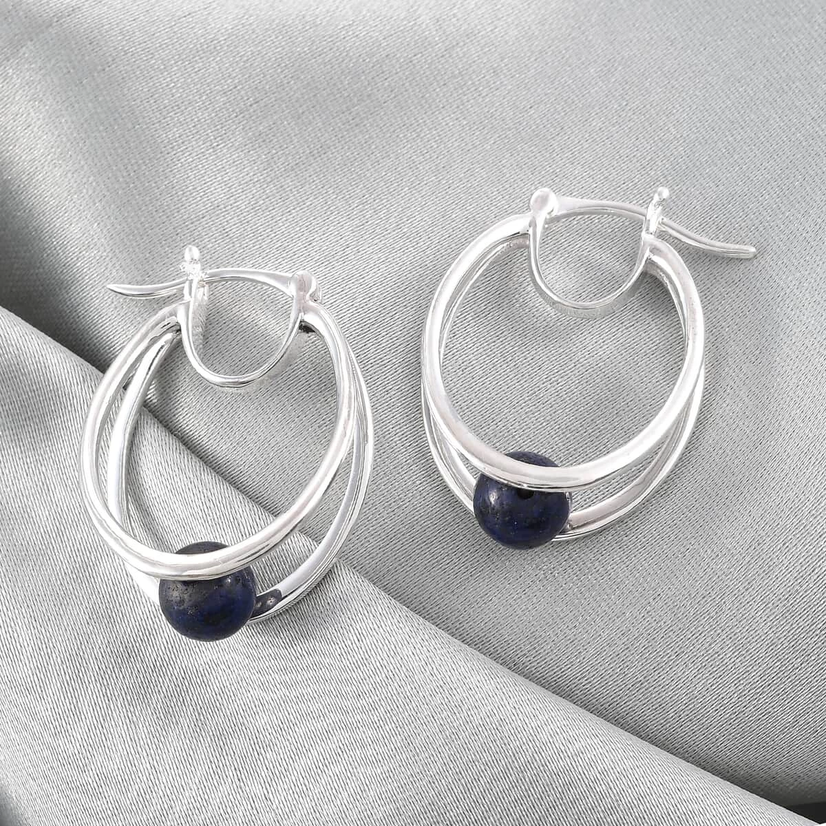 Lapis Lazuli Ball Earrings In Sterling Silver 4.00 Ctw 6 Lapis Lazuli Ball Earrings In Sterling Silver 4.00 Ctw - Image 4