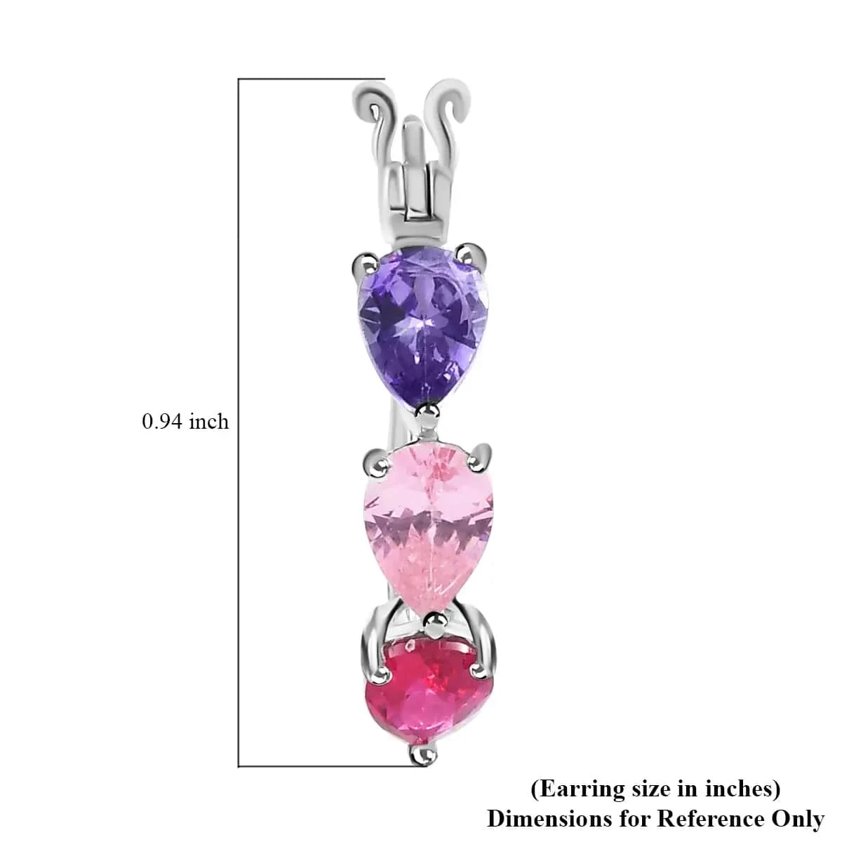 Simulated Multi Diamond Hoop Earrings In Sterling Silver, Silver Hoops For Women, Three Stone Jewelry 5.75 Ctw 9 Simulated Multi Diamond Hoop Earrings In Sterling Silver, Silver Hoops For Women, Three Stone Jewelry 5.75 Ctw - Image 7