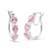 Simulated Pink Diamond Hoop Earrings In Sterling Silver -Jewelry store 3593933