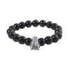 Shungite Beaded Stretch Bracelet With Dragon Charm In Black Oxidized Sterling Silver 133.50 Ctwc -Jewelry store 3594848