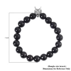 Shungite Beaded Stretch Bracelet With Dragon Charm In Black Oxidized Sterling Silver 133.50 Ctwc -Jewelry store 3594848 5