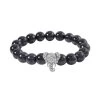 Shungite Beaded Stretch Bracelet With Elephant Charm In Black Oxidized Sterling Silver 107.00 Ctw