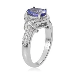 Tanzanite, Diamond Ring In Platinum Over Sterling Silver, Engagement Ring, Promise Rings For Women, Oval Engagement Ring 1.65 Ctw 12 Tanzanite, Diamond Ring In Platinum Over Sterling Silver, Engagement Ring, Promise Rings For Women, Oval Engagement Ring 1.65 Ctw -Jewelry store 3607373 3