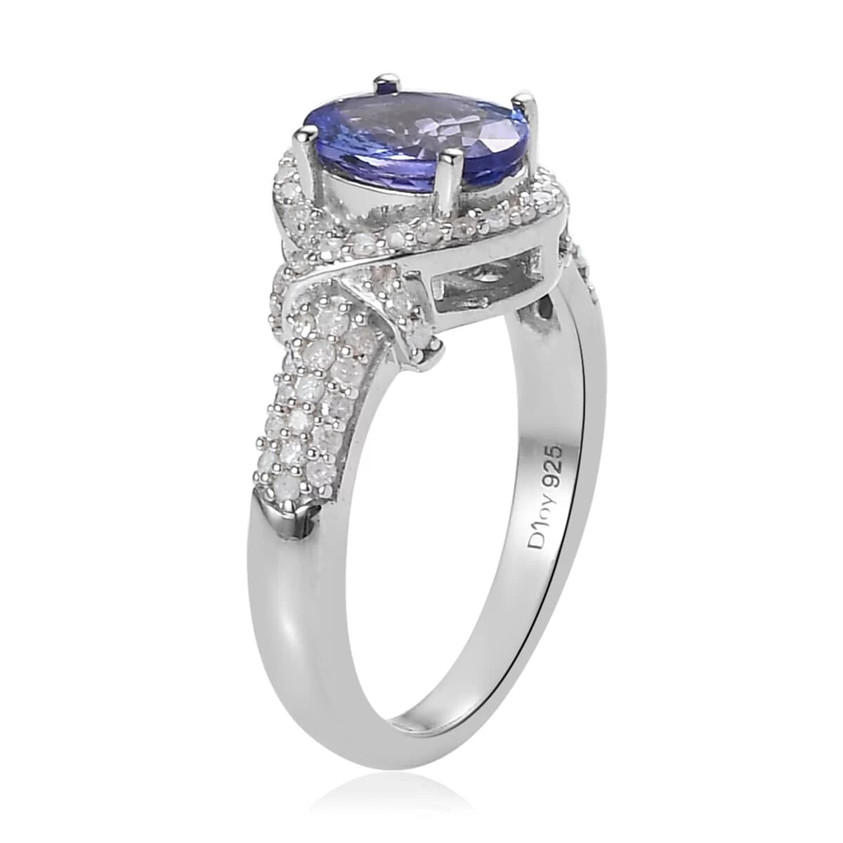 Tanzanite, Diamond Ring In Platinum Over Sterling Silver, Engagement Ring, Promise Rings For Women, Oval Engagement Ring 1.65 Ctw 6 Tanzanite, Diamond Ring In Platinum Over Sterling Silver, Engagement Ring, Promise Rings For Women, Oval Engagement Ring 1.65 Ctw - Image 4
